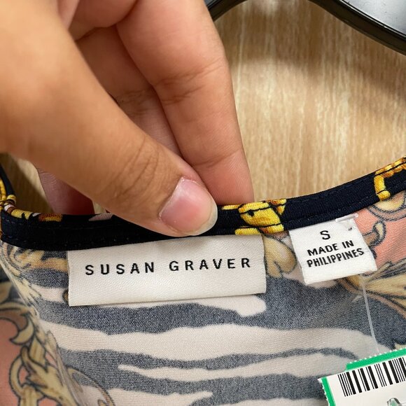 Susan Graver Orange Print Dress Size S - Picture 2 of 4